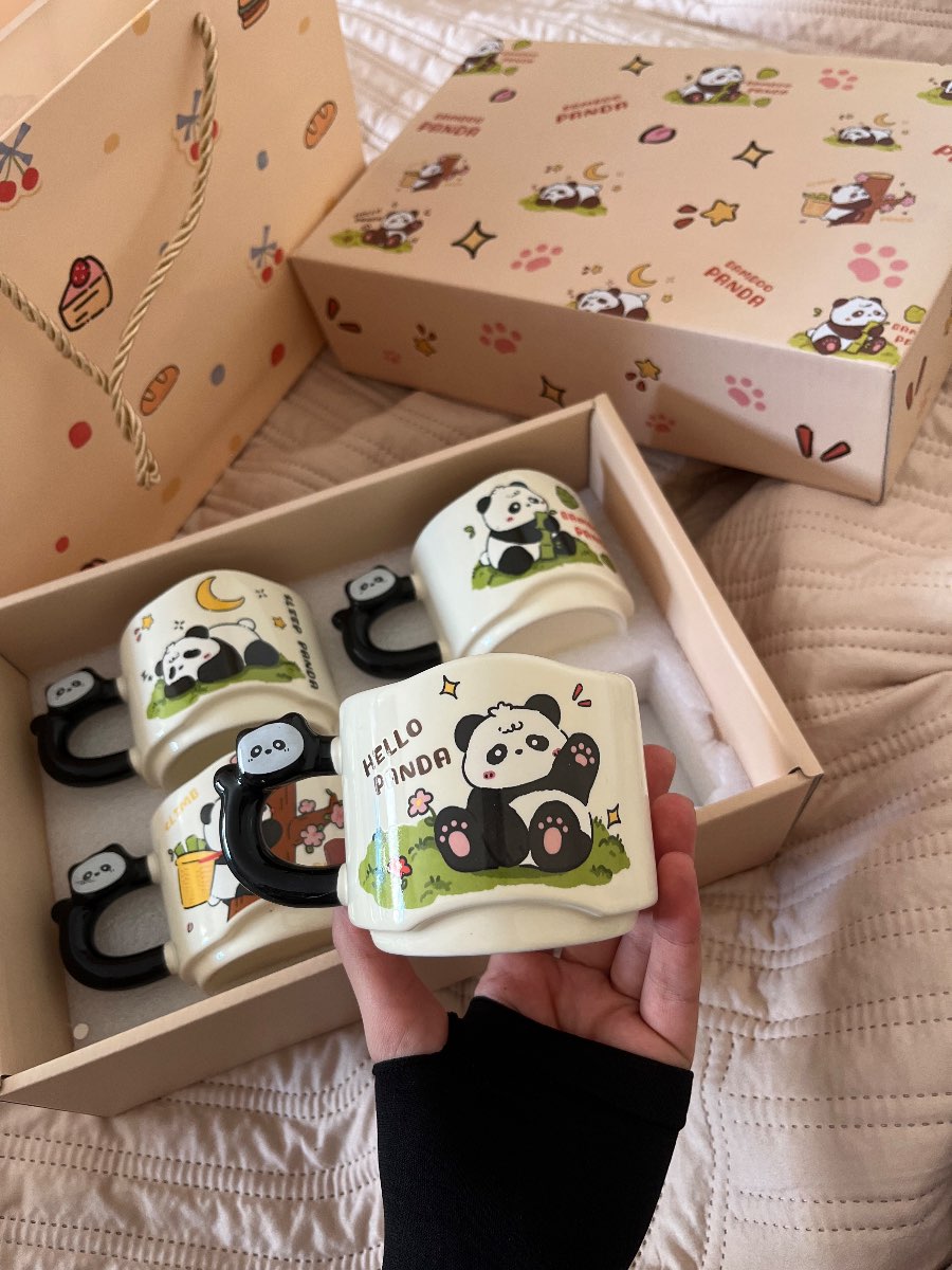 🐼 مجموعة أكواب سيراميك على شكل باندا (Bamboo Panda Stacking/Gift Mug Set) — 6