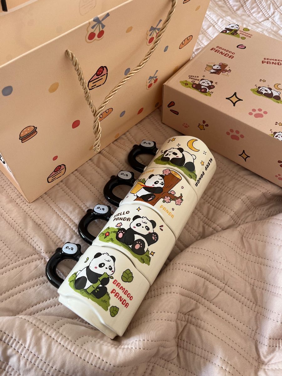 🐼 مجموعة أكواب سيراميك على شكل باندا (Bamboo Panda Stacking/Gift Mug Set) — 2